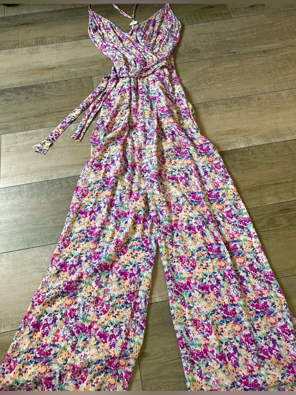 Marie Sixtine Paris Floral Wide Leg Jumpsuit M Romantic Boho Parisian